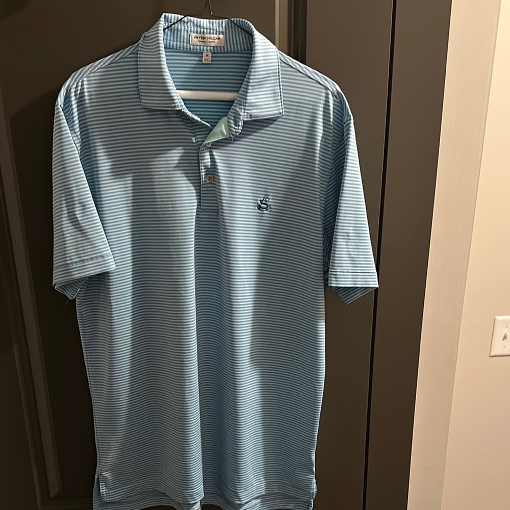 Shoreacres Men's Blue Striped Polo Shirt